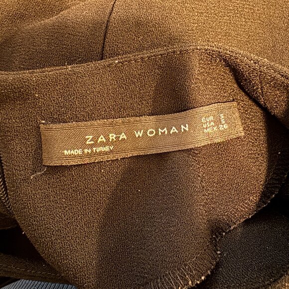 Zara Black Tassel Fringe Shift Short Sleeve Mini Dress Size Small - Picture 8 of 11